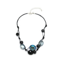 PU String Necklace with Crystal