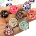 Fabrycznie nowy przyjeżdża żywica Flatback Candy Ring Cabochon Kawaii 20MM płaski powrót żywica pączek kaboszon z 5MM duży otwór biżuteria DIY