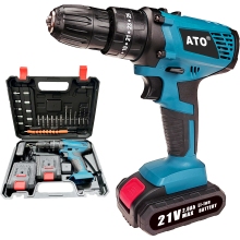 21V ATO Wireless Screwdriver Drill Lithium Battery Cordless Impact Drill Set