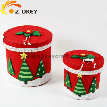 Red felt decorative container for Christmas