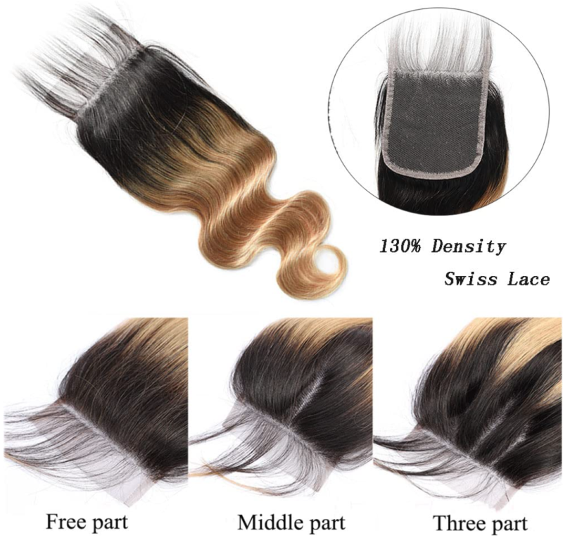 Ombre Brown Pre Plucked 4x4 Lace Front Closure Human Hair Wig