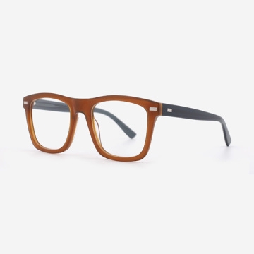 Bevelling Rectangular Acetate Men's Optical Frames