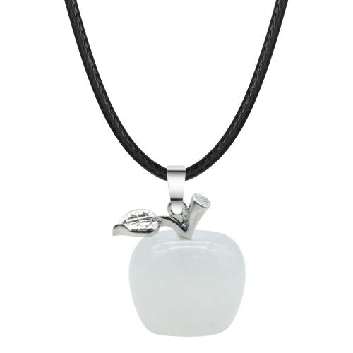 Handmade Craved 20MM Crystal Apple Pendant Necklace