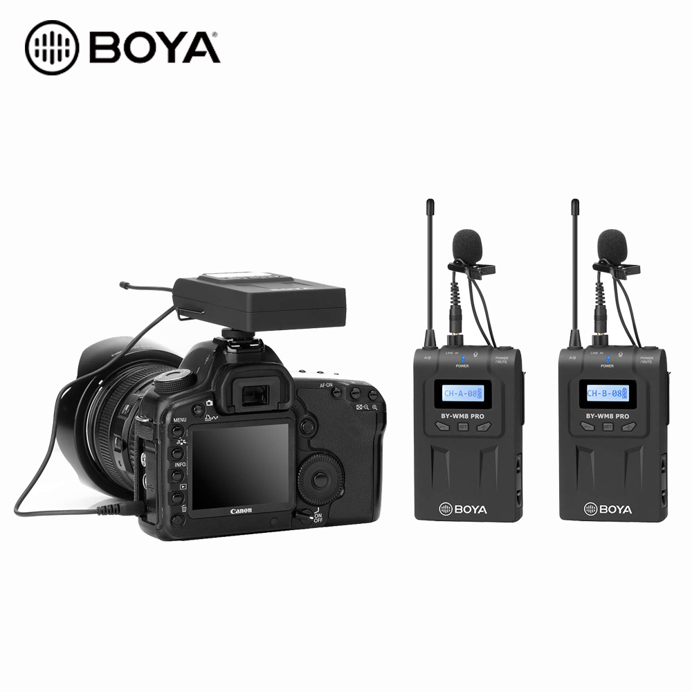 High Quality BOYA BY-WM8 Pro Upgraded UHF Dual-Channel Wireless Microphone System