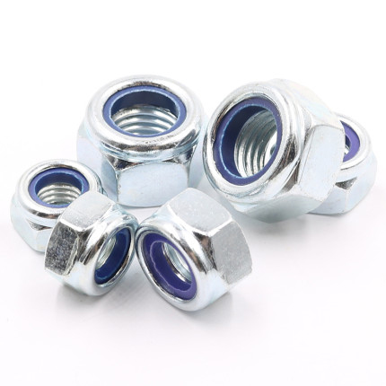 Tuercas de bloqueo de nailon de grao 10 de zinc azul branco