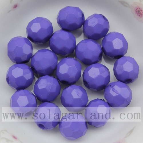 Round ball diamond beads 32 facets cut solid color