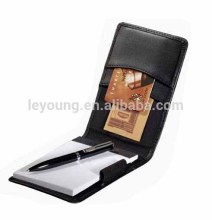Mini Notepad Jotter Leather Cover With Card Holder