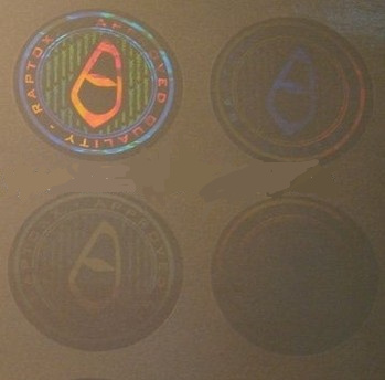 holographic foil for one time use label