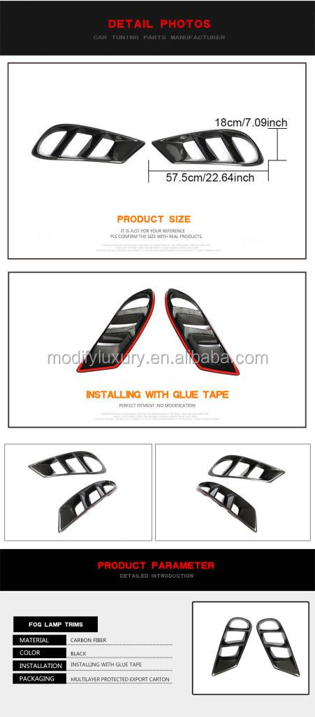Carbon Fiber Front Bumper Air Vent Cover Trim Fog lamp Mesh Grill Frame For Mercedes Benz CLS W218 sport 2014-2017
