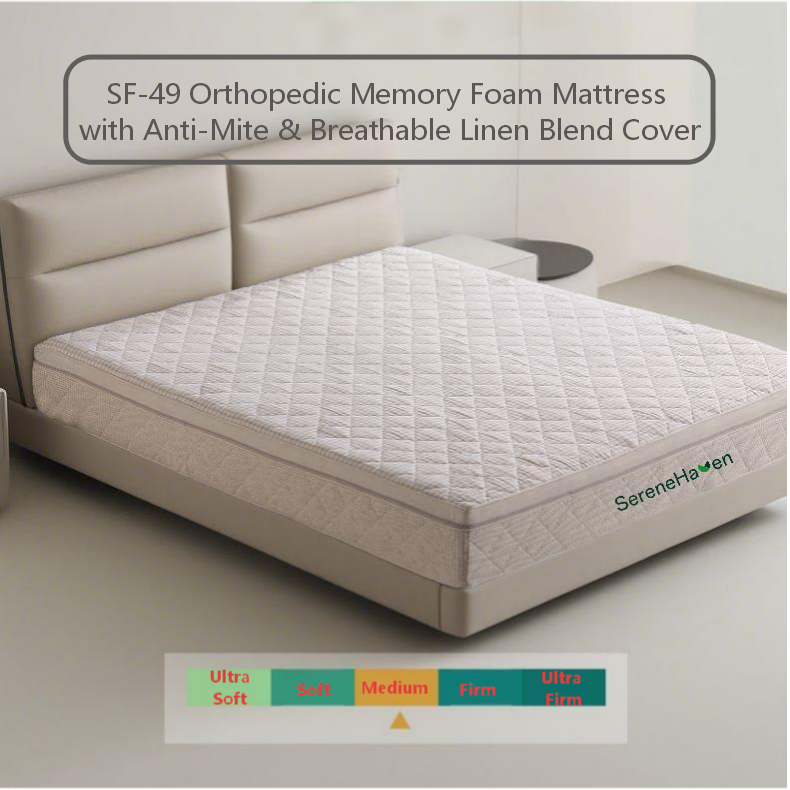 SereneHaven SF-49 Tilam Buih Memori Tekanan Sifar - Paparan Produk Penuh SereneHaven SF-49 Zero-Pressure Spinal Support Mattress | Anti-Mite Foam Mattress for Family Homes and Hotels