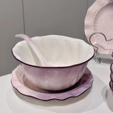 Retro Purple Ceramic Dinner Set with French Elegance