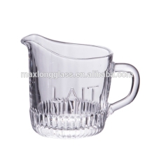 Clear glass milk jar with handle