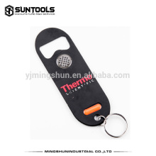 Beer opener with keychain ring