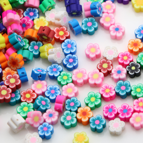 Wholesale 10mm Heart Polymer Clay Beads with hole Colorful Flower Heart Bracelet Jewelry handmade Making Accessories