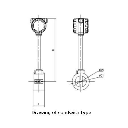 Output Pluse Signal LCD Display Vortex Flow Meter for Measuring Water, Steam