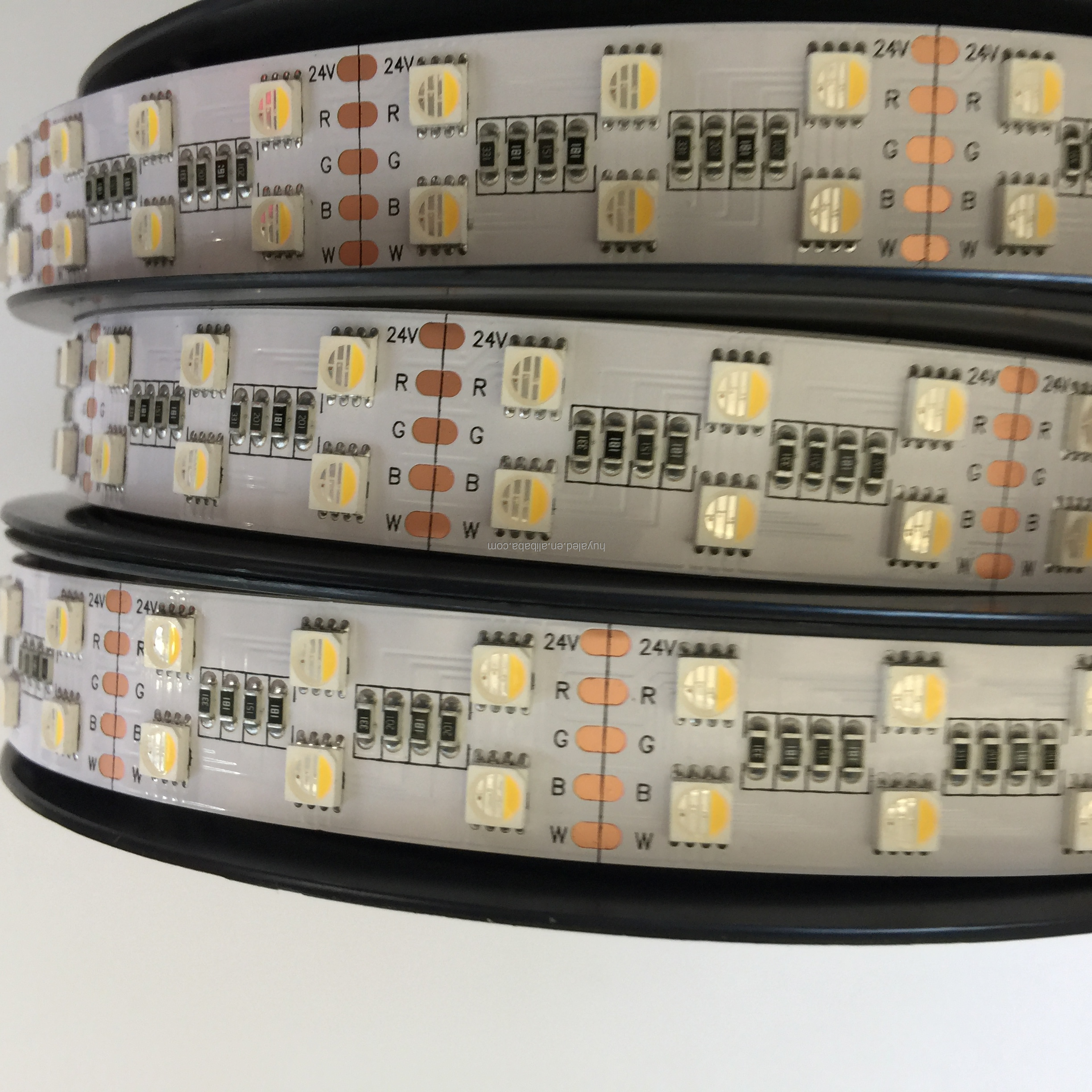factory directly sell  SMD 5050  RGB + W   72 leds/m DC24V  one or two row 5 colors   led light strip