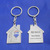 house shaped engravable metals key chains