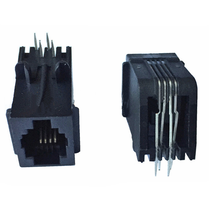 Modular Jack4P4C full Plastic with panel Flat pin