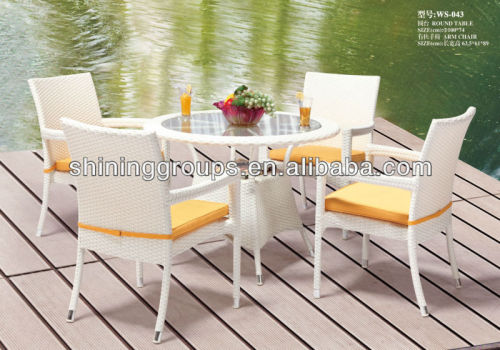 Garden Furniture White Rattan Dining Set WS-043