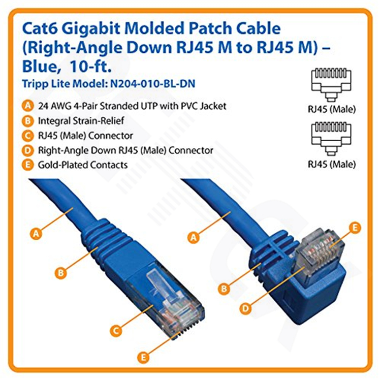 UTP/FTP/STP Cat5 Cat6 Cat7 Right/Left Angle Angled RJ45 Network Cable