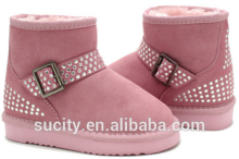 Comfortable snow boots fur lining buckle fashion snow boots snow boots genuine leather