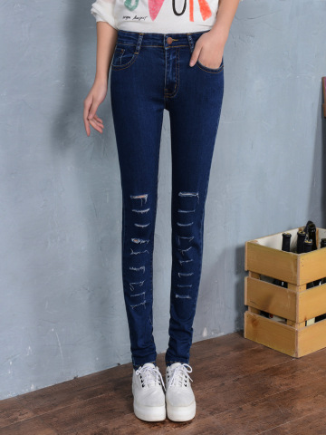 Spring Autumn Pencil Pants Autumn New Women Hole Jeans Feet Pants B9598