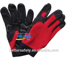 red cotton back Grain Pigskin Leather Glove