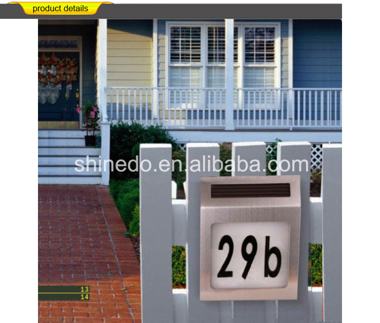 Powerful led Stainless steel solar house number light