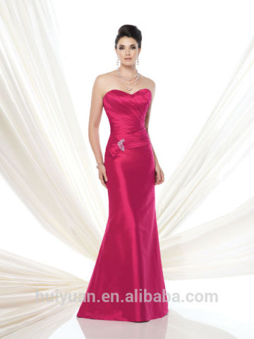 newest satin beaded sleeveless mother bridal party dress