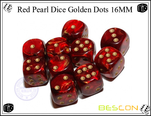 Red Pearl Dice Golden Dots 16MM Red Pearl Dice Golden Dots 16MM