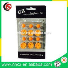 Orange Button Wood Push Pin