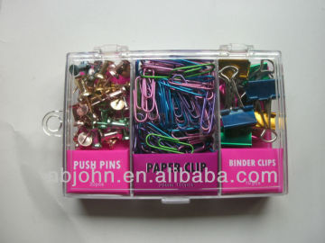 colored paper clip binder clip and push pin set