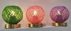 Paper rope shade rechargeable table lamp