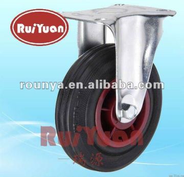 Black Rubber fixed Standard castors and industrial