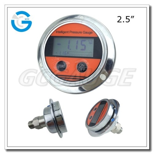High Quality 2.5 inch back connection LCD manometer gauge with flange