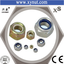 white zinc plated insert nut DIN 985 white ring/blue ring nylon self lock nut