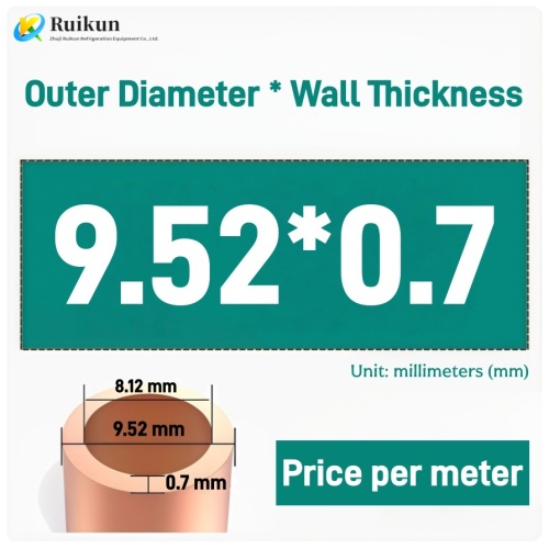 Tubes en cuivre rouge à haute efficacité de 9,52 mm pour tuyaux de refroidissement