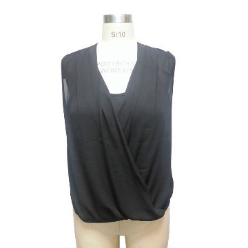 X-OVER PRINTED CHARMEUSE TOP