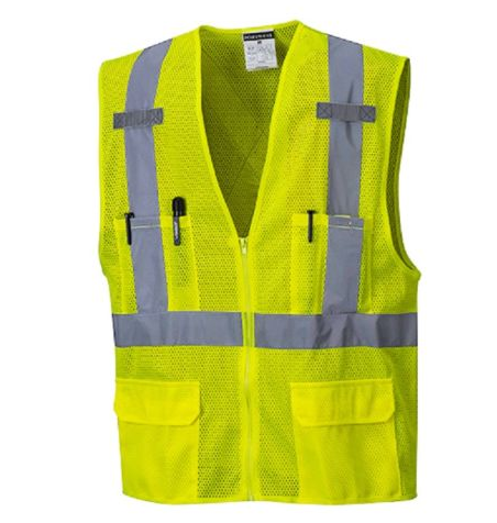 Klass 2 Hi Vis Säkerhetsväst Med Sliver Reflekterande Tape