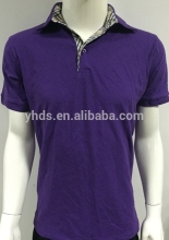 2017 Men's fashion purple polo t-shirt with special design stripped collar