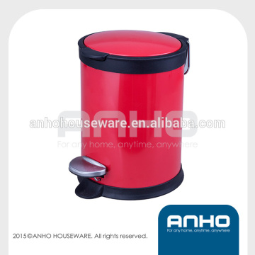 Stainless steel flat cover round trash bin