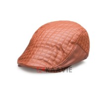 Guangzhou exporter dermis leather puller checked plain ivy cap