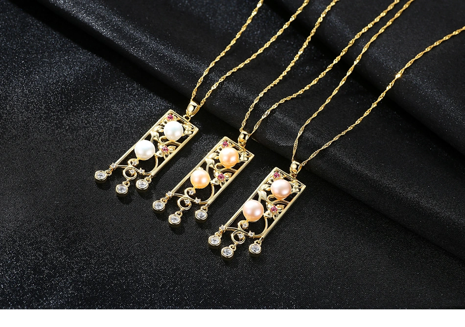 18K Gold Plated S925 Small Flower Silver Pearl Pendant Necklaces