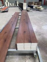 Reddish Brown Wood Grain Grooved Metal Carved Panel Exterior Wall Panel