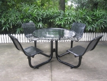 Powder coated metal picnic table chair outdoor table with chairs round picnic table