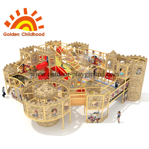 Wooden Castle Indoor Playground Equipment Untuk Anak-Anak