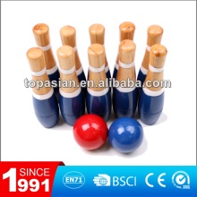 Wooden colored bowling game for kids