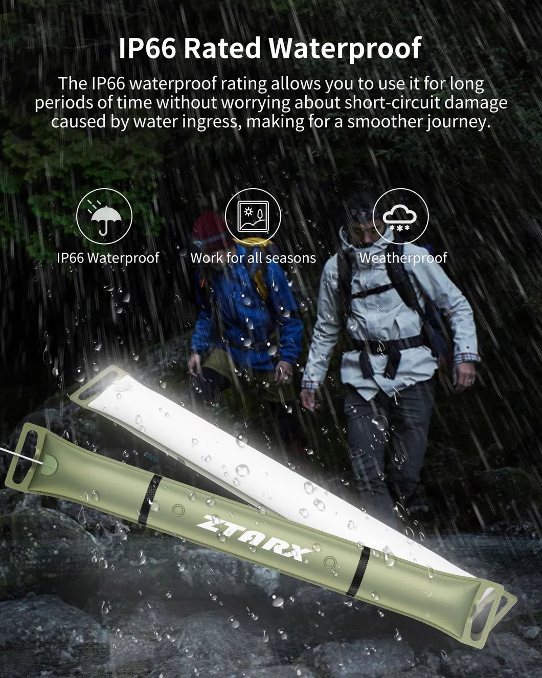 Portable Inflatable Solar Power LED Tube Lamps for Camping Trips