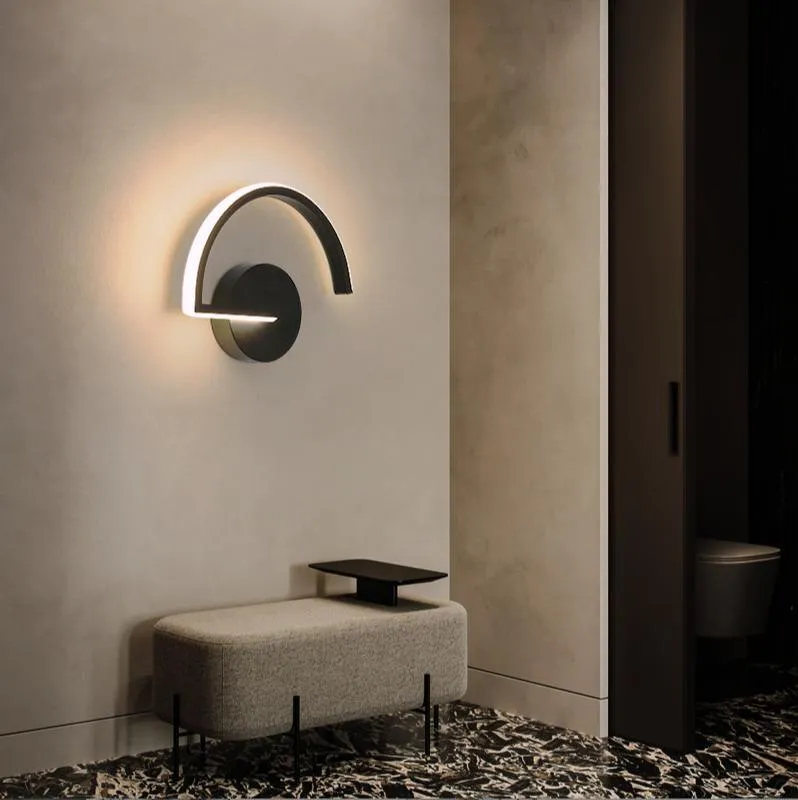 Sleek Modern Black LED Wall Lamp for Indoor and Outdoor Use