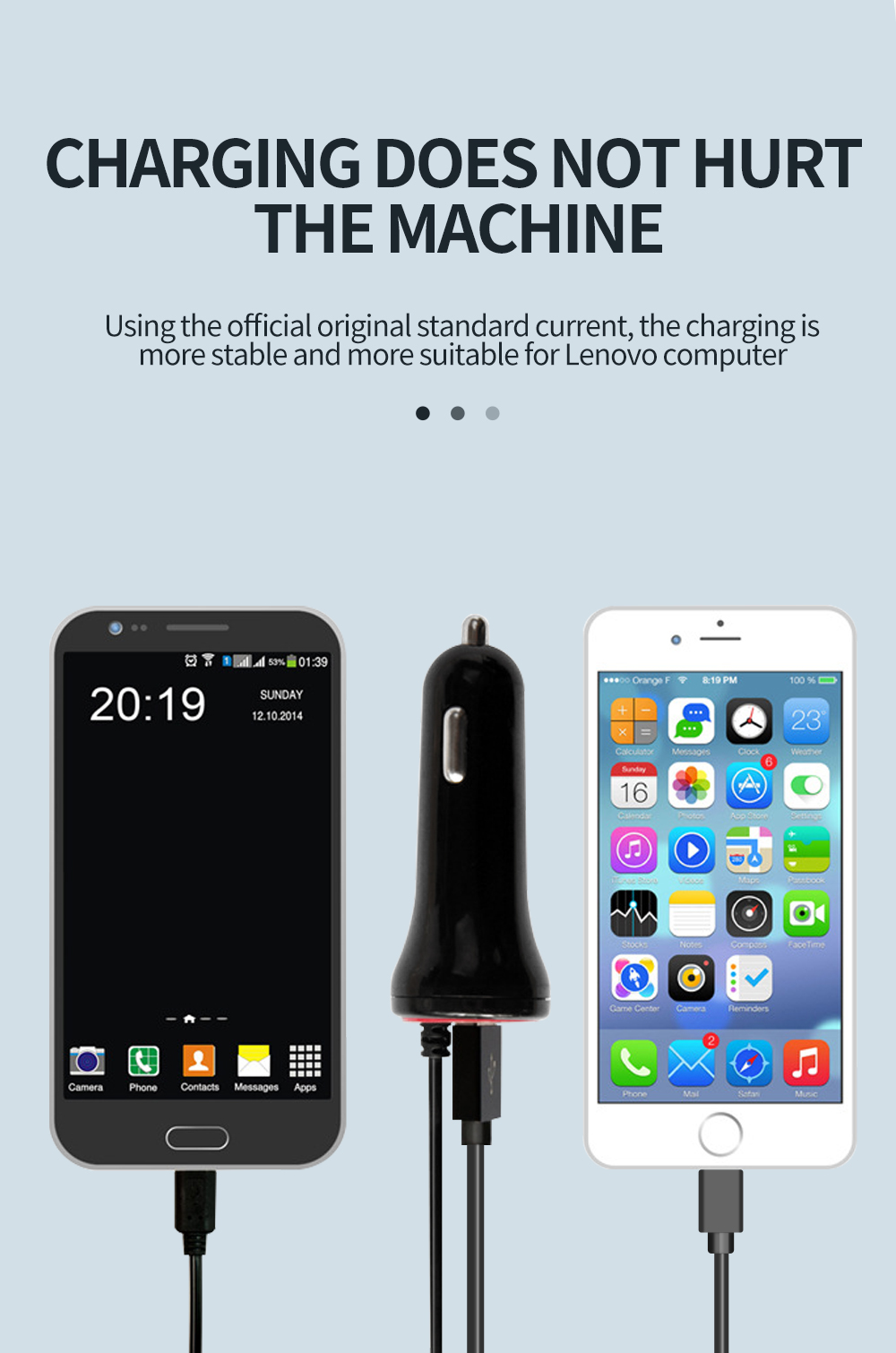 4.8A USB Car Charger with Micro Extension Cable